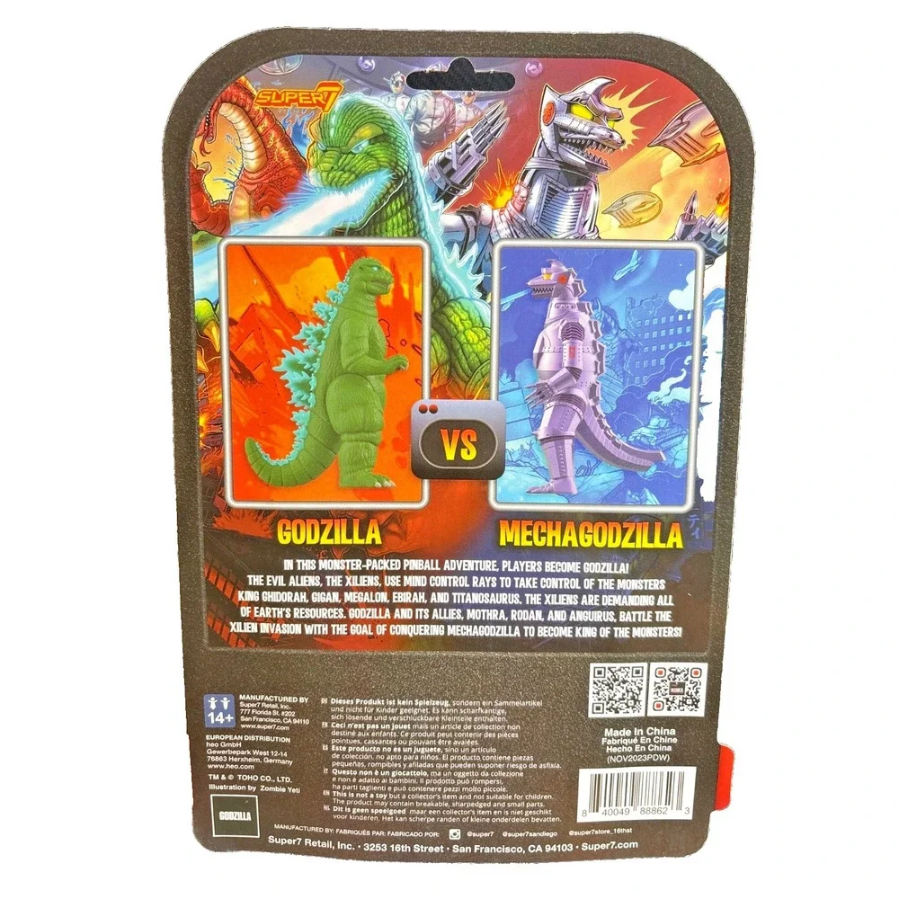 GODZILLA Pinball Edition Action Figure, Stern Pinball, Reaction, Super 7